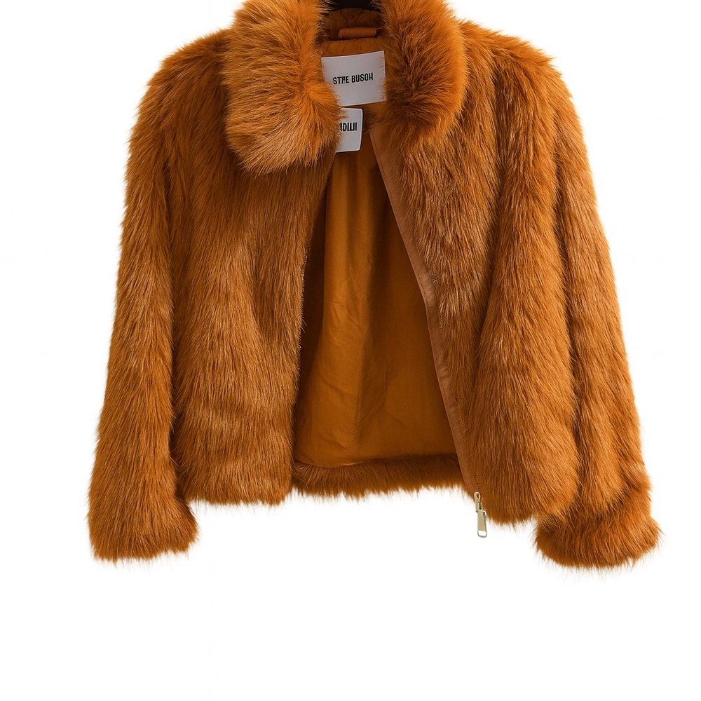Steve Madden Women's Furry Soft Faux Fur Jacket - brown - tan - Small